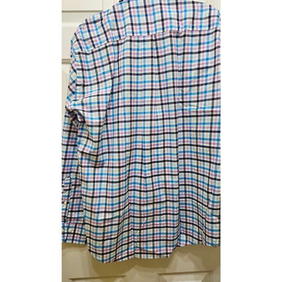Peter Millar Blue and Pink Plaid Button Down Shirt - Picture 6 of 9